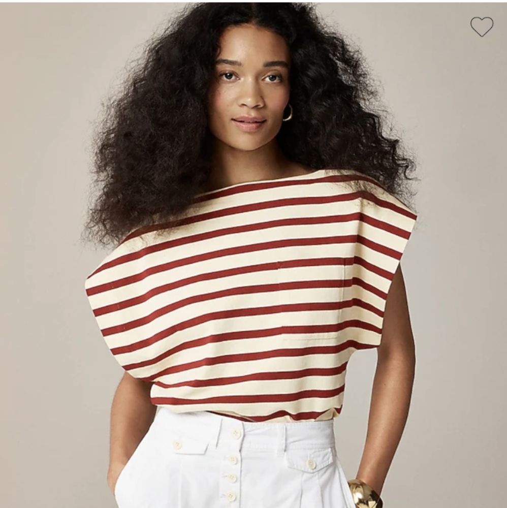 J Crew boatneck muscle tshirt in striped mariner cotton